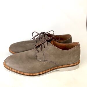 Clarks Atticus Lace 26141739 Mens Gray Nubuck Leather Plain Toe Oxfords Shoes